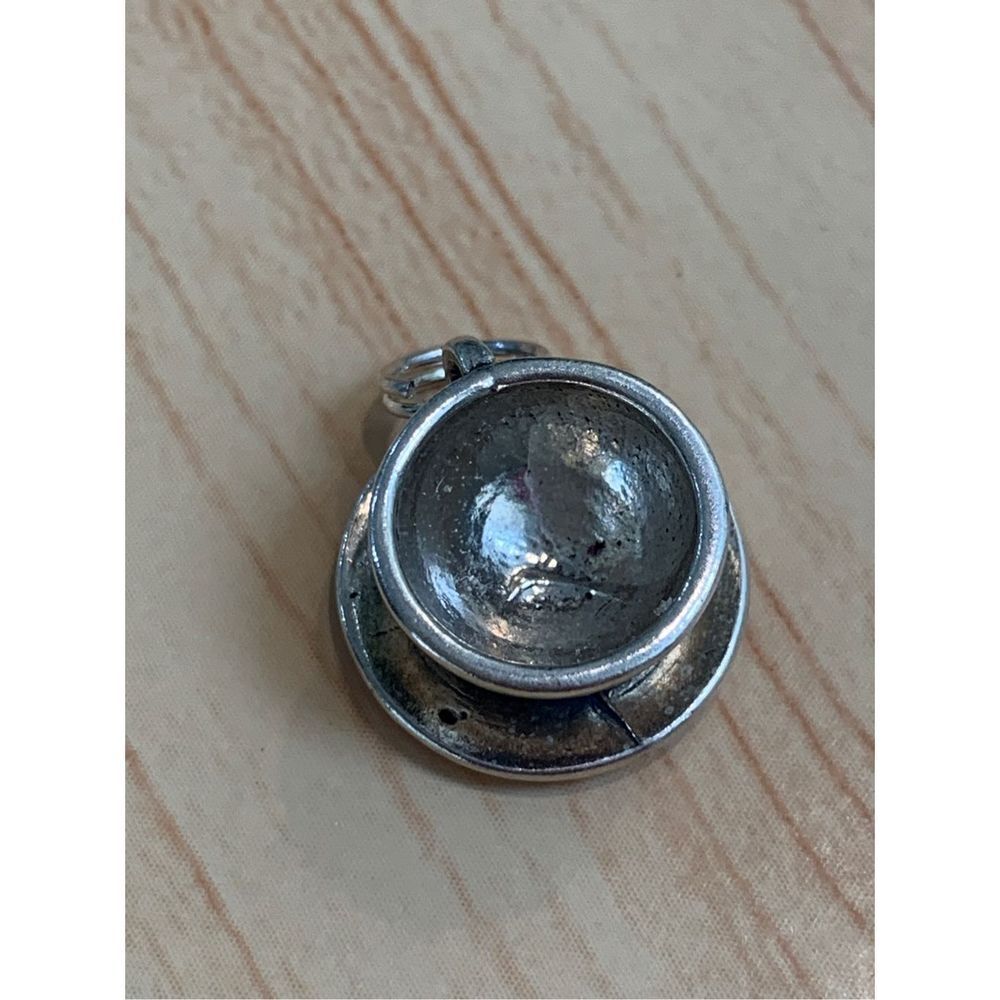 .925 Coffee Cup and Saucer Sterling Silver Jewelry Charm